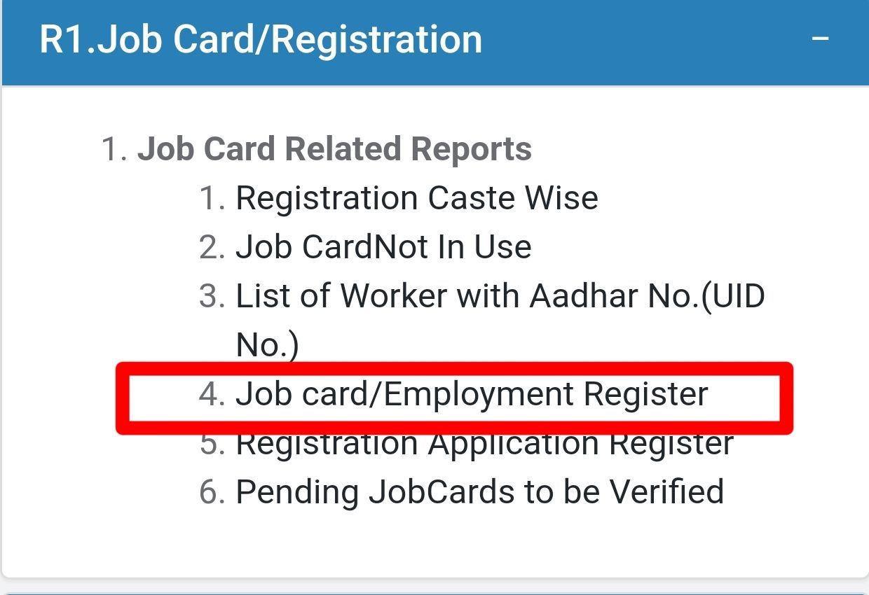 Job card/Employment Register