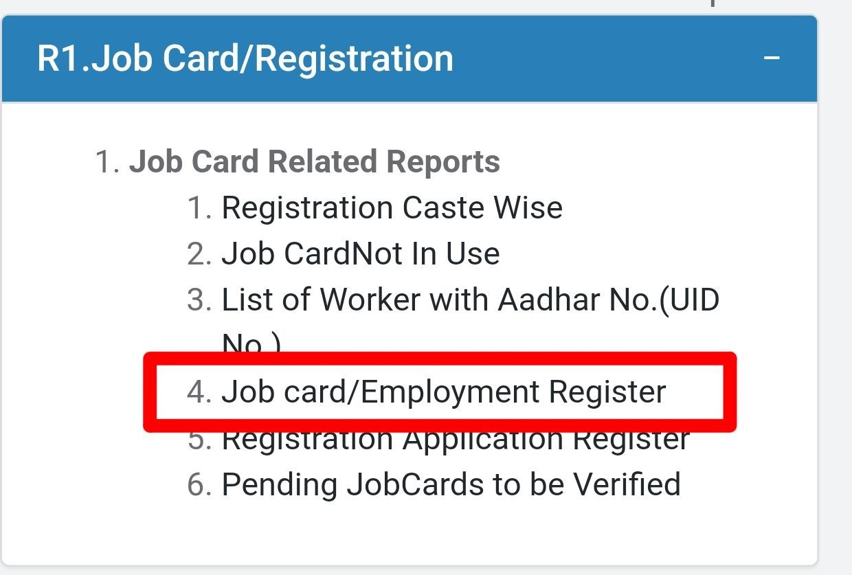 Job card/Employment Register